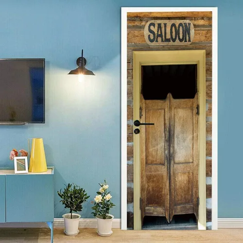 Miniatura 53 de Calcomanías 3D para puerta, murales para despegar y pegar, cocodrilo negro, calcomanías de pared, autoadhesivas, extraíbles, impermeables, de PVC
