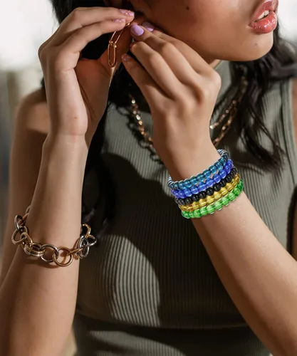 Miniatura 3 de BOMAIL 5 pulseras elásticas de cuentas de 0.315in, hechas a mano, redondas, de cristal, para mujeres, multicolor, mate, pulsera elástica, regalos