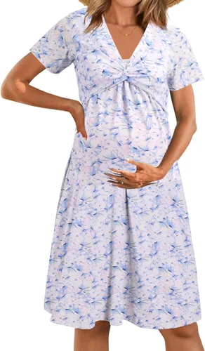 Miniatura 2 de Ekouaer Vestido de lactancia para mujer, vestido de maternidad floral
