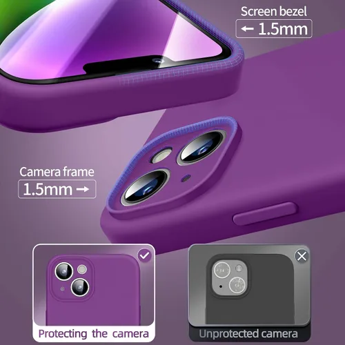 Miniatura 5 de Dssairo Funda magnética para iPhone 14, con 2 protectores de pantalla, silicona líquida mejorada, protección de cámara mejorada, protección