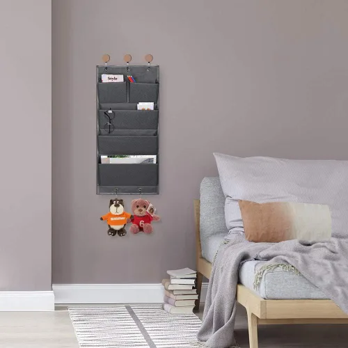 Miniatura 7 de Organizador de 5 bolsillos para colgar sobre la puerta y almacenamiento con ganchos, montaje en pared, suministros de oficina, carpetas de archivos