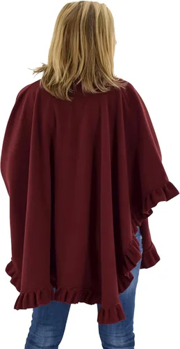 Miniatura 2 de Poncho de forro polar con volantes para mujer con guantes a juego