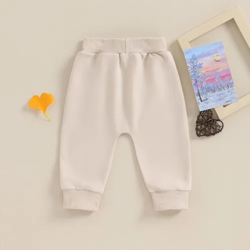 Miniatura 4 de Mubineo Pantalones deportivos básicos lisos para bebés, niños y niñas, cómodos pantalones de algodón con bolsillos