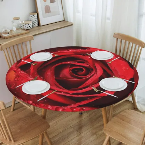 Miniatura 2 de Famame Beautiful Bloom - Mantel redondo ajustable con borde elástico, impermeable, con borde elástico, para interiores y exteriores, se adapta a