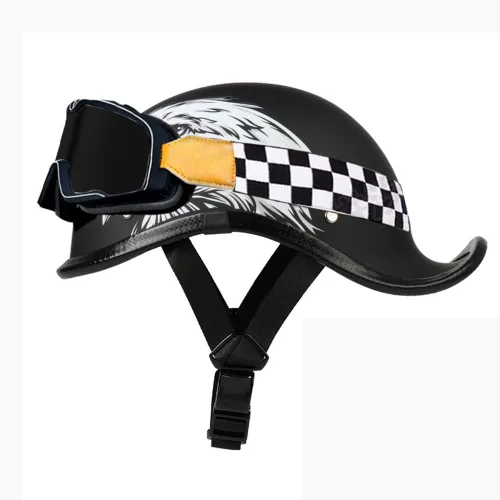 Miniatura 27 de Medio casco de motocicleta vintage, aprobado por el DOT, para adultos, casco convertible vintage para scooters, ciclomotores, cascos de motocicleta