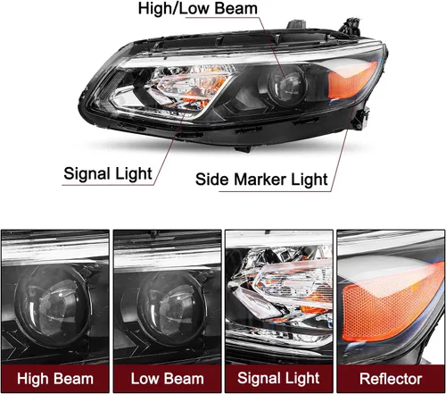 Miniatura 2 de JSBOYAT Bombillas incluidas de repuesto para faros delanteros halógenos para Chevy Malibu Sedan OE 2016 2017 2018 estilo fábrica faro delantero lado