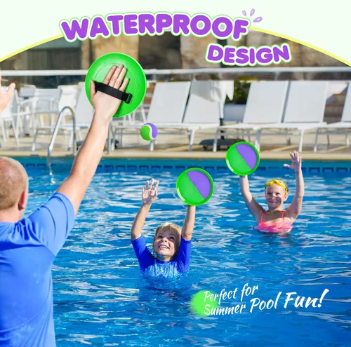 Miniatura 5 de Juego de Pelota de Lanzar y Atrapar Mejorado - Juegos Familiares Juguetes para Niños para Rellenos de Calcetín - Resistente al Agua Ideal para Playa