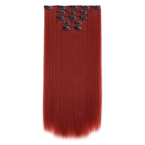 Miniatura 39 de Extensiones de cabello negro lacio, 2 juegos de extensiones de cabello con clip para mujeres, Halloween, 5 piezas de 22 pulgadas, piezas de cabello