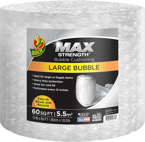 Miniatura 6 de Plástico de burbujas para empaque de la marca Duck, rollo individual de burbujas grandes, Transparente