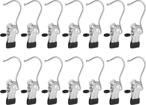 Paquete de 15 ganchos organizadores para botas para armario, soporte para botas, clips para colgar, perchas multifuncionales portátiles de un solo