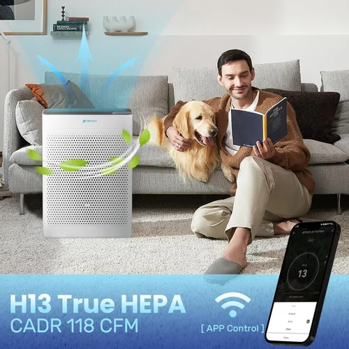 Miniatura 2 de HEYAXA Purificadores de aire para el hogar, habitación grande de hasta 2000 pies cuadrados con monitor de calidad del aire, recordatorio de filtro