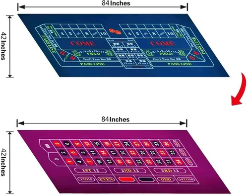 Miniatura 2 de BALIKEN - Tapete de mesa de ruleta de 84 x 42 pulgadas y dados de fieltro de grado profesional Azul/Púrpura