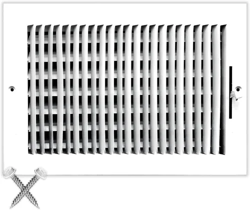 Miniatura 18 de Rejilla de suministro de aire de 3 vías de 10 pulgadas x 6 pulgadas - Tapa de ventilación y difusor - Cara plana estampada - Blanco.