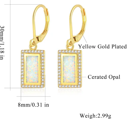 Miniatura 2 de CiNily Aretes de aro para mujer, diseño de ópalo chapado en oro blanco, joyería de regalo