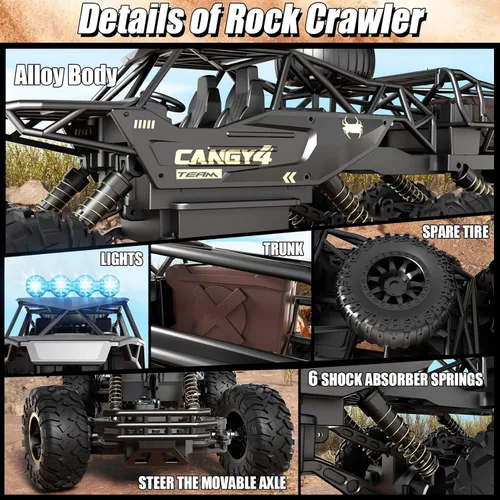 Miniatura 8 de Jiakora Coches RC de Gran Tamaño, Camión RC Rock Crawler con 2 Baterías Recargables, Camión Monstruo de Control Remoto, Cuerpo de Metal Duradero