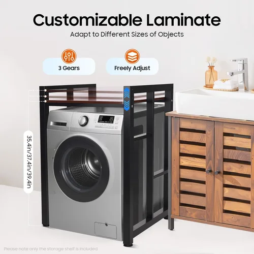 Miniatura 4 de Soporte para lavadora y secadora, organización y almacenamiento de lavandería con barandilla, estante de almacenamiento apilable para ahorro