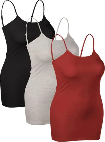 Miniatura 332 de Emmalise Camisola larga casual básica para mujer, con tirantes ajustables, top en capas