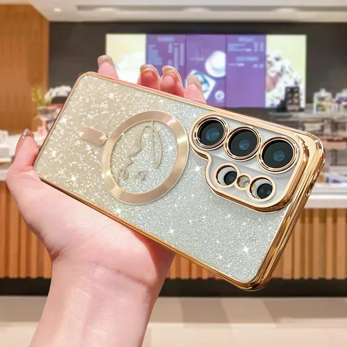 Miniatura 240 de ZONRW - Funda para Samsung Galaxy S22 Ultra magnética, para mujeres y niñas, cubierta trasera suave, lujosa, con corazón de amor, bling, degradado