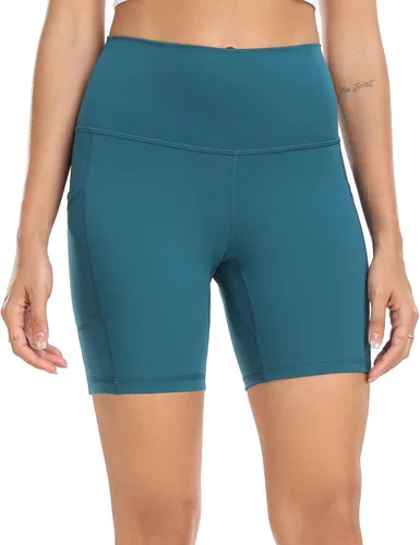 Miniatura 3 de Colorfulkoala - Pantalones cortos biker para yoga y entrenamiento, de talle alto y con bolsillos, con entrepierna de 6pulgadas, para mujer