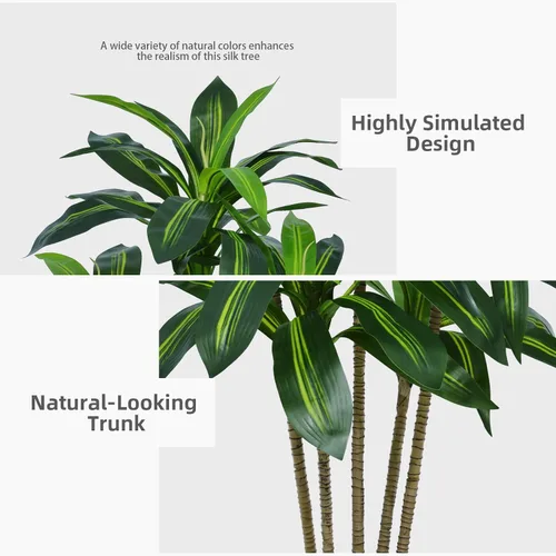Miniatura 7 de ASTIDY Árbol de Dracaena artificial de 5 pies, árbol sintético con maceta alta gris, planta de suelo de yuca tropical falsa en maceta, árbol de seda