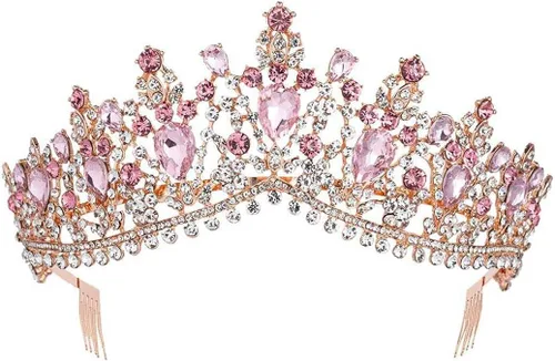 Miniatura 7 de Tiaras doradas de cristal para boda, corona de reina barroca con peine