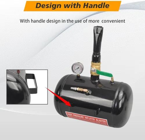 Miniatura 6 de Asiento de cuentas de neumático 145PSI, herramienta de 5 galones para asiento de neumáticos de aire, inflador, herramienta de asiento de rueda, Negro
