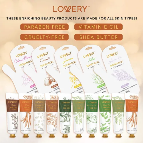Miniatura 5 de LOVERY Set de regalo de crema de manos y máscara de manos, 10 lociones perfumadas hidratantes para manos y 5 máscaras de manos de acondicionamiento