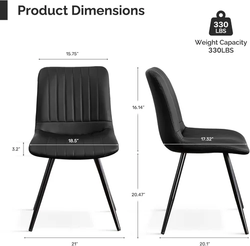 Miniatura 3 de Sillas de comedor, modernas sillas de comedor con cojines gruesos, sillas tapizadas de piel sintética para cocina, comedor con patas de metal