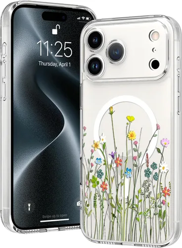 Miniatura 21 de OOK Magnetic for iPhone 17 Case Clear Pretty Flower Girls Women [Not Yellowing][Screen Protector] [ MagSafe Compatible] with Full Camera Lens