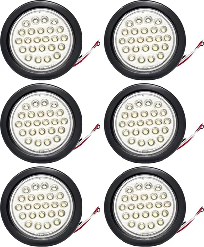 Miniatura 8 de All Star Truck Parts ] Kit de luces redondas de 4 pulgadas para remolque de marcha atrás/de respaldo/cola de 24 LED, color blanco, con enchufe y LED