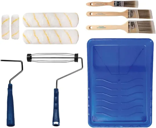 Pro Grade Kit de rodillos de pintura, pincel y rodillo, juego de 10 piezas, siestas de pintura de pared para profesionales y propietarios de