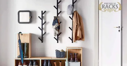Miniatura 7 de Premium Racks - Perchero para abrigo y sombrero, diseño moderno, montado en la pared, elegante, negro
