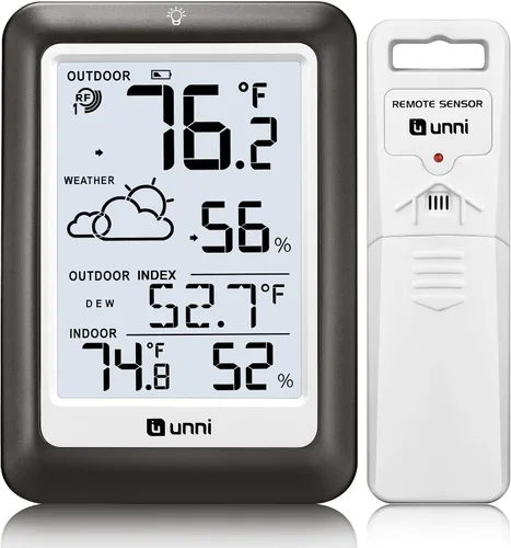 Miniatura 9 de Termómetro inalámbrico para interiores y exteriores, estación meteorológica inalámbrica, monitor de humedad y temperatura, funciona