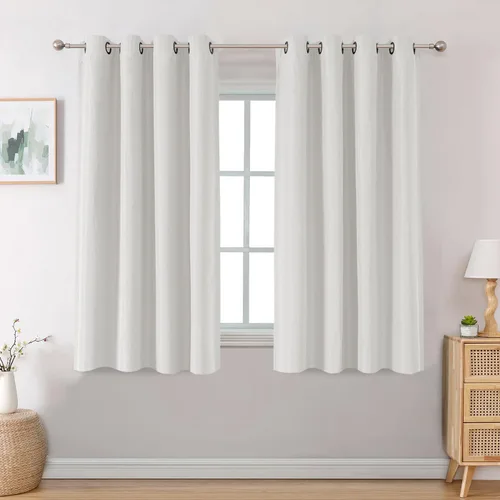 Miniatura 41 de H.VERSAILTEX Cortinas Opacas de Lino de 45 Pulgadas de Largo para Dormitorio/Sala de Estar con Aislamiento Térmico con Ojales, Cortinas con Textura