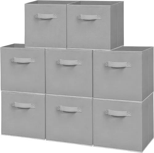 Miniatura 18 de Contenedores de almacenamiento de tela de 11 pulgadas, cubos de almacenamiento plegables, organizador de cubos resistentes para el hogar, oficina