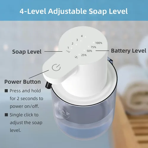 Miniatura 2 de Dispensador automático de jabón espumoso recargable sin contacto de 13.53 onzas / 13.5 fl oz con montaje en pared y dispensador de jabón eléctrico