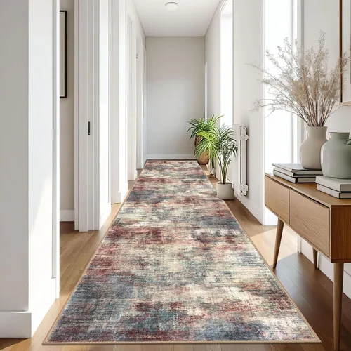Miniatura 449 de IOHOUZE Alfombra abstracta lavable de 3 x 12 pies para pasillos, antideslizante para cocina, camino de entrada de lana sintética para interiores