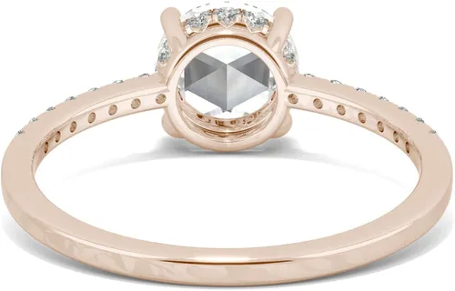 Miniatura 6 de Charles & Colvard - Anillo de compromiso con halo oculto de moissanita de oro rosa de 14 quilates de 0.256 in