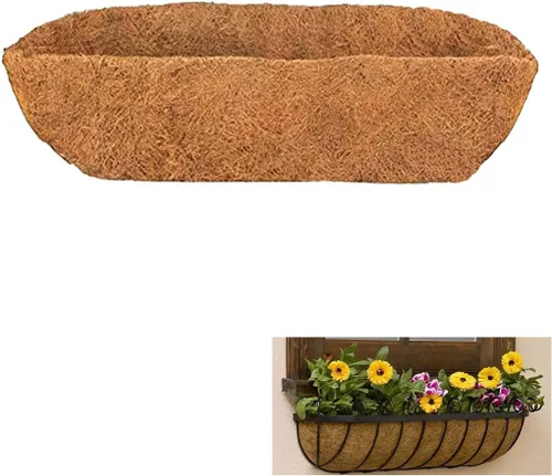 Miniatura 6 de 2 piezas de revestimiento de coco de 24 pulgadas, maceta de pared reemplazable para caja de ventana, cestas de flores de valla