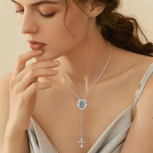 Miniatura 605 de Collar con colgante de plata de ley 925 con medalla de San Patrón, joyería religiosa para hombres y mujeres, con cadena de acero inoxidable 316L
