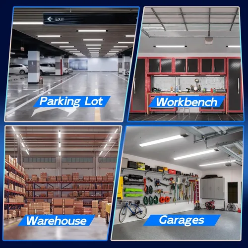 Miniatura 6 de hykolity Paquete de 10 luces LED enlazables de 4 pies para tienda, 4400 lm, 42 W [equivalente a 250 W], luces de tienda de 5000 K para garaje