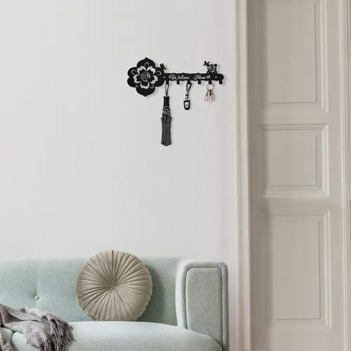 Miniatura 4 de Deveosa Soporte para Ganchos de Llave para Pared Decorativo - Pequeño Negro Cartel de Bienvenida a Casa para Entrada Carteles Colgantes para Llaves