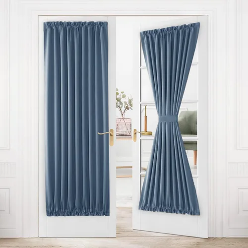 Miniatura 57 de DWCN Cortinas para puerta francesa: cortina térmica con bolsillo para barra para puertas con ventana de vidrio, puertas de cocina y patio