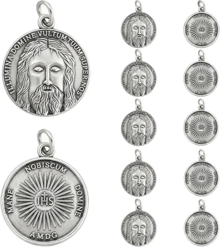 Miniatura 16 de Rlcvecv 10 piezas de medalla de San Carlo Acutis con juego de tarjetas sagradas, colgante de metal de San Carlos Acutis para collar, pulsera