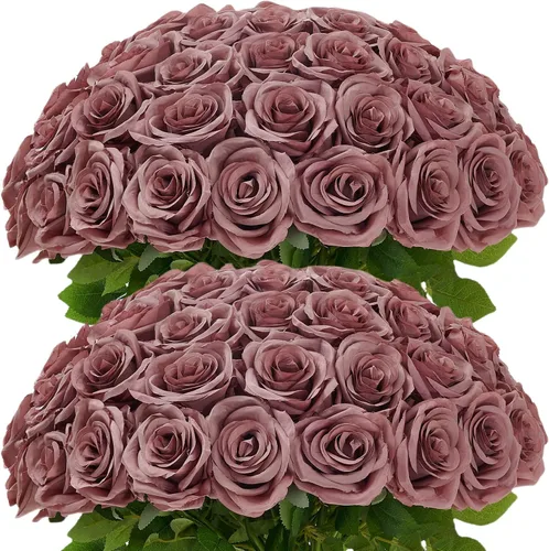 Miniatura 23 de Carlita's Blooms 15 piezas Rosas Falsas Flores Artificiales de Seda Flor Rosa Falsa Tallos Largos Ramo para Arreglo Centro de Mesa de Boda Fiesta