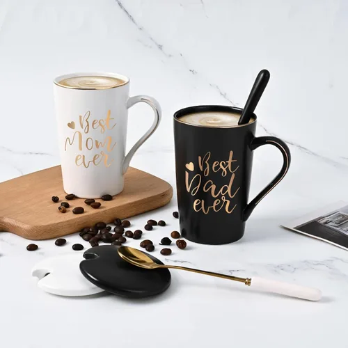 Miniatura 9 de YHRJWN Los mejores regalos para mamá y papá, Tazas para mamá y papá, Mejor taza de café para padres, Regalos de Navidad para padres de hija e hijo