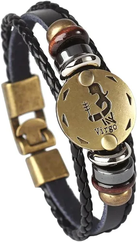 Miniatura 60 de Hamoery Pulsera de cuero de aleación punk para Constellation trenzada pulsera pulsera brazalete