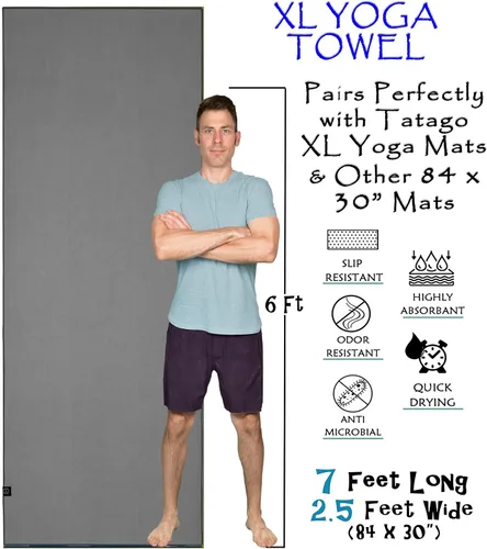 Miniatura 2 de Tatago Toalla para Esterilla de Yoga Caliente Antideslizante para Yoga Caliente (Esterillas de 72-84 pulgadas) Nuestra Toalla de Yoga Caliente Nube