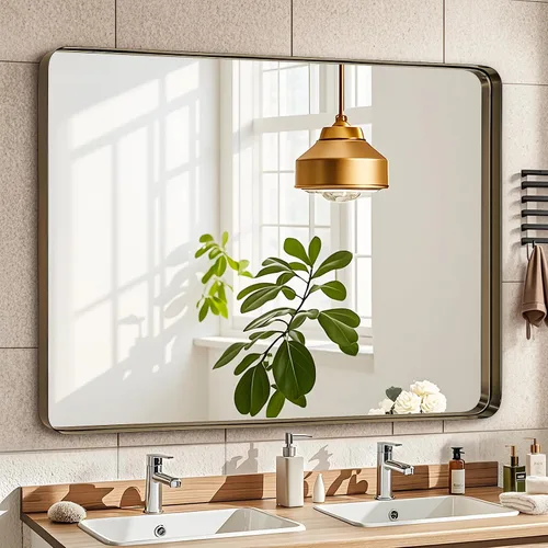 Miniatura 27 de Fabuday Espejo Grande de Baño Negro de 40x30 Pulgadas - Espejos Rectangulares con Marco para Pared, Espejo de Metal Negro Montado en la Pared