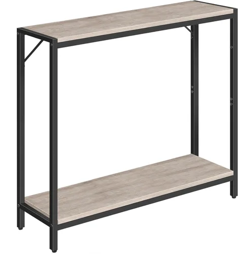 Miniatura 10 de MAHANCRIS Mesa consola, mesa de entrada de 2 niveles, detrás de la mesa del sofá, estilo industrial, resistente y estable, para sala de estar